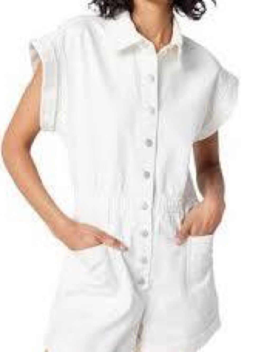 Blank NYC White Short Denim Jumpsuit Romper